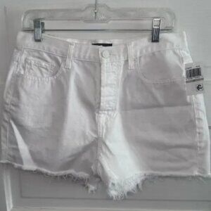 7 for All Mankind Monroe Distressed Cutoff White Denim Shorts Size 27 NWTs